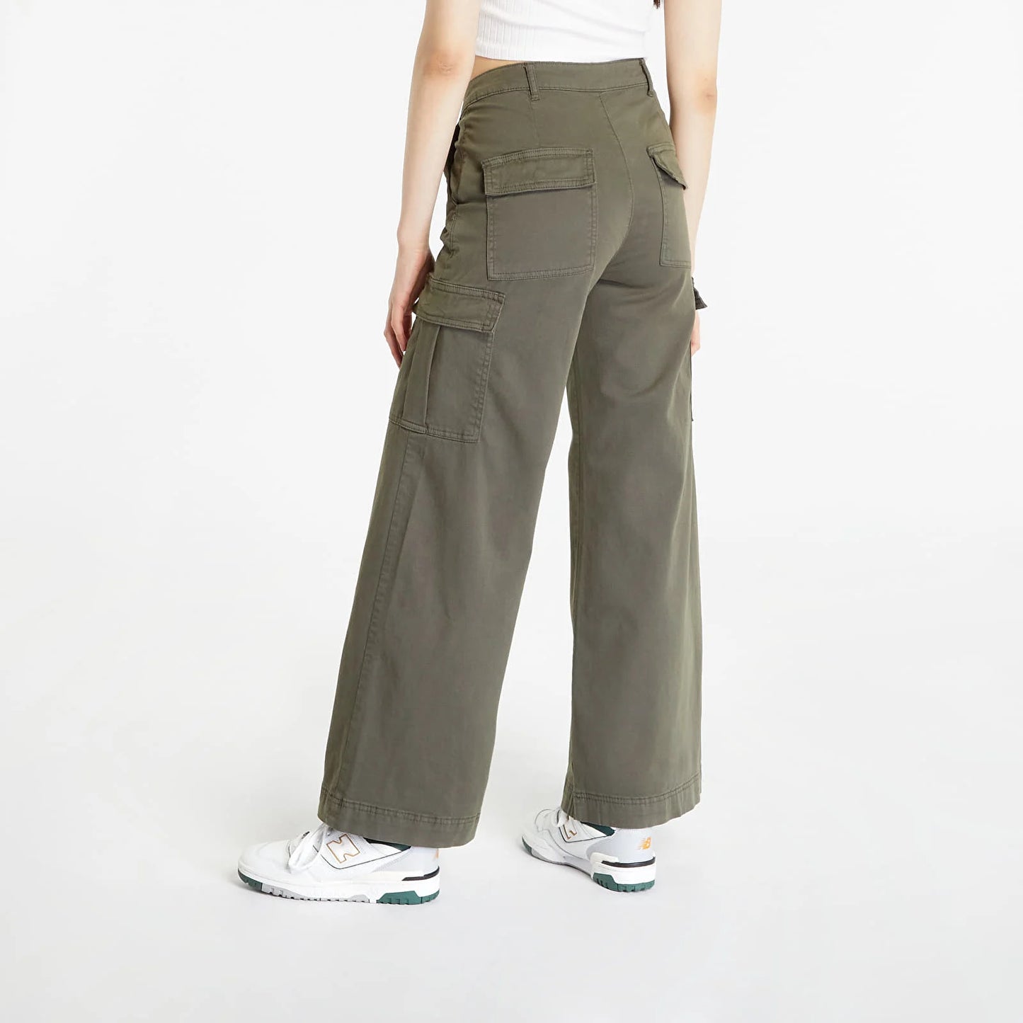 Urban Classics Ladies High Waist Wide Leg Twill Cargo Pants - TIMESQURE