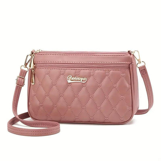 Elegant Diamond Check Crossbody Bag - TIMESQURE