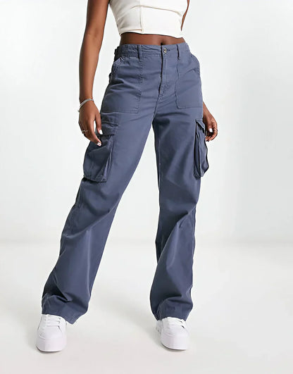 Urban Classics Ladies High Waist Wide Leg Twill Cargo Pants - TIMESQURE