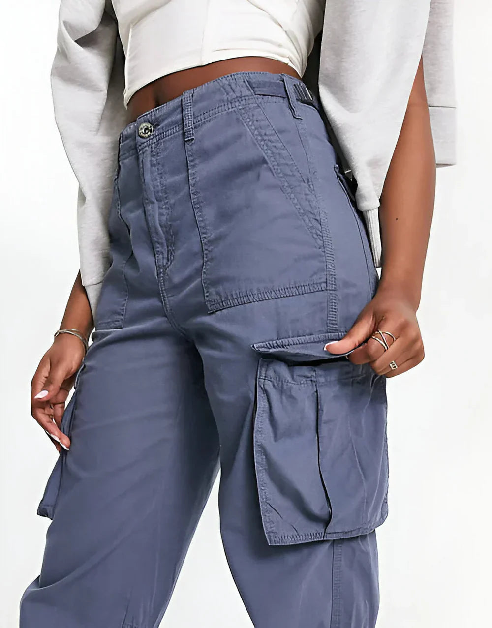 Urban Classics Ladies High Waist Wide Leg Twill Cargo Pants - TIMESQURE