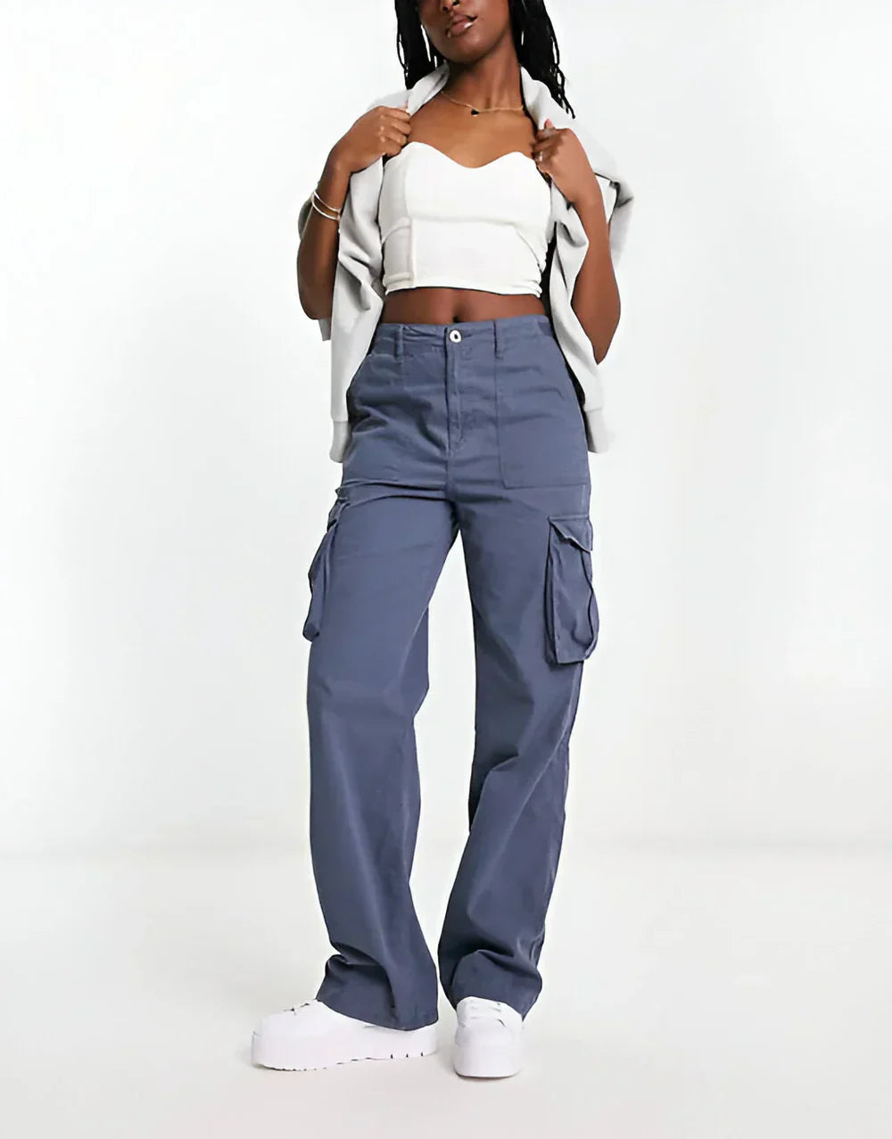 Urban Classics Ladies High Waist Wide Leg Twill Cargo Pants - TIMESQURE