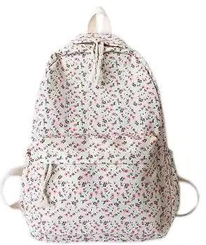 Cute Flowers Floral White Travel Backpack - TIMESQURE