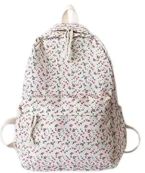 Floral White School Backpack - TIMESQURE