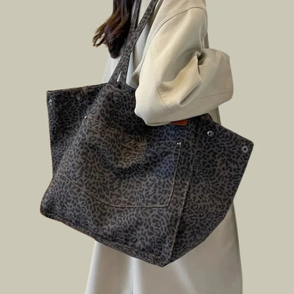 Leopard Print Canvas Tote Bag – Stylish & Spacious