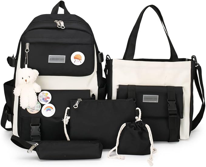 AONUOWE 5pcs Aesthetic Backpack Set - TIMESQURE