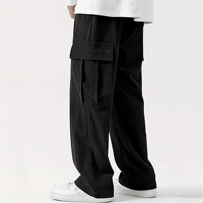 Men's Drawstring Waist Flap Pocket Side Cargo Pants - TIMESQURE