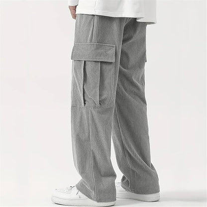 Men's Drawstring Waist Flap Pocket Side Cargo Pants - TIMESQURE