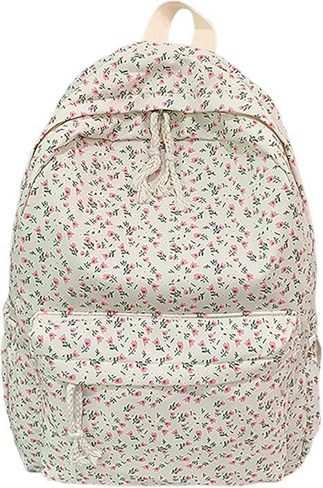 Cute Flowers Floral White Travel Backpack - TIMESQURE