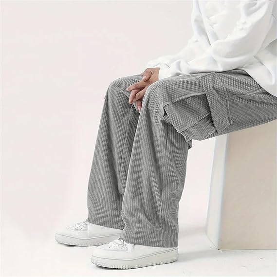 Men's Drawstring Waist Flap Pocket Side Cargo Pants - TIMESQURE