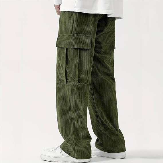 Men's Drawstring Waist Flap Pocket Side Cargo Pants - TIMESQURE