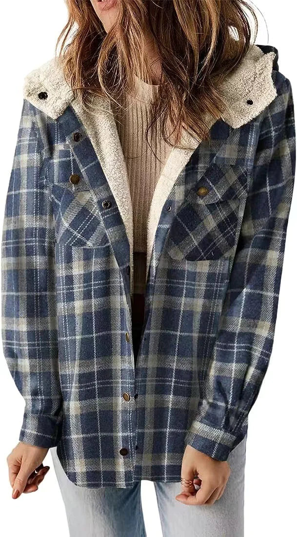 Winter New Casual Plaid Hooded Coat Woman - TIMESQURE