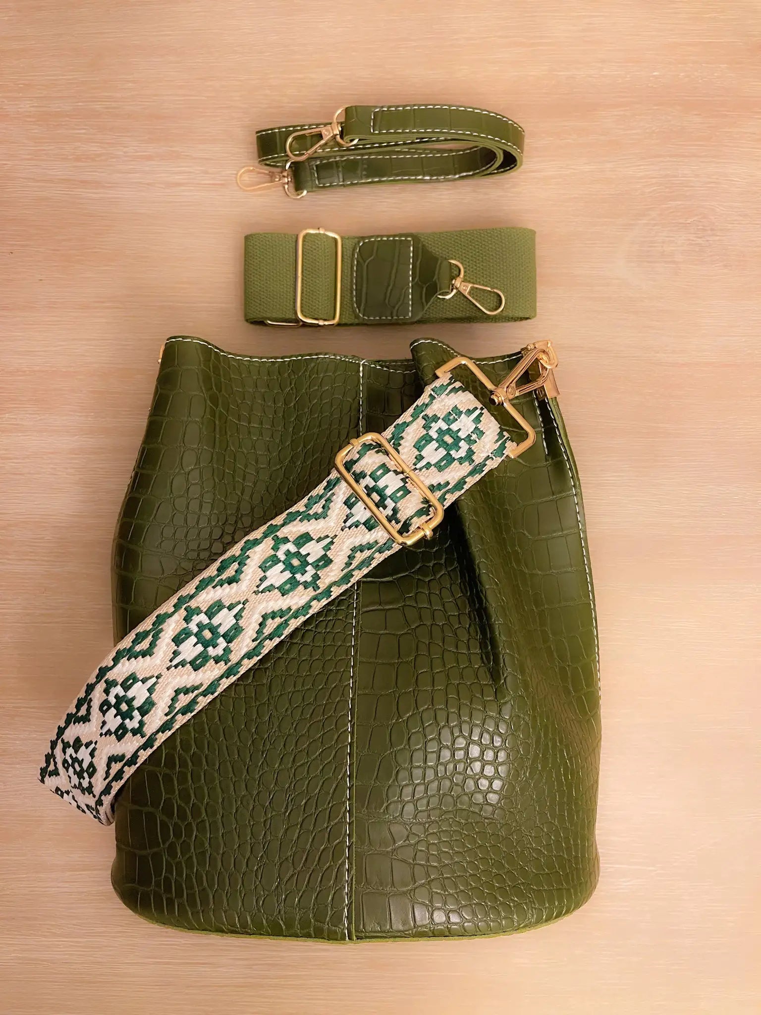 Blake Shoulder Bag -Olive Croc - TIMESQURE