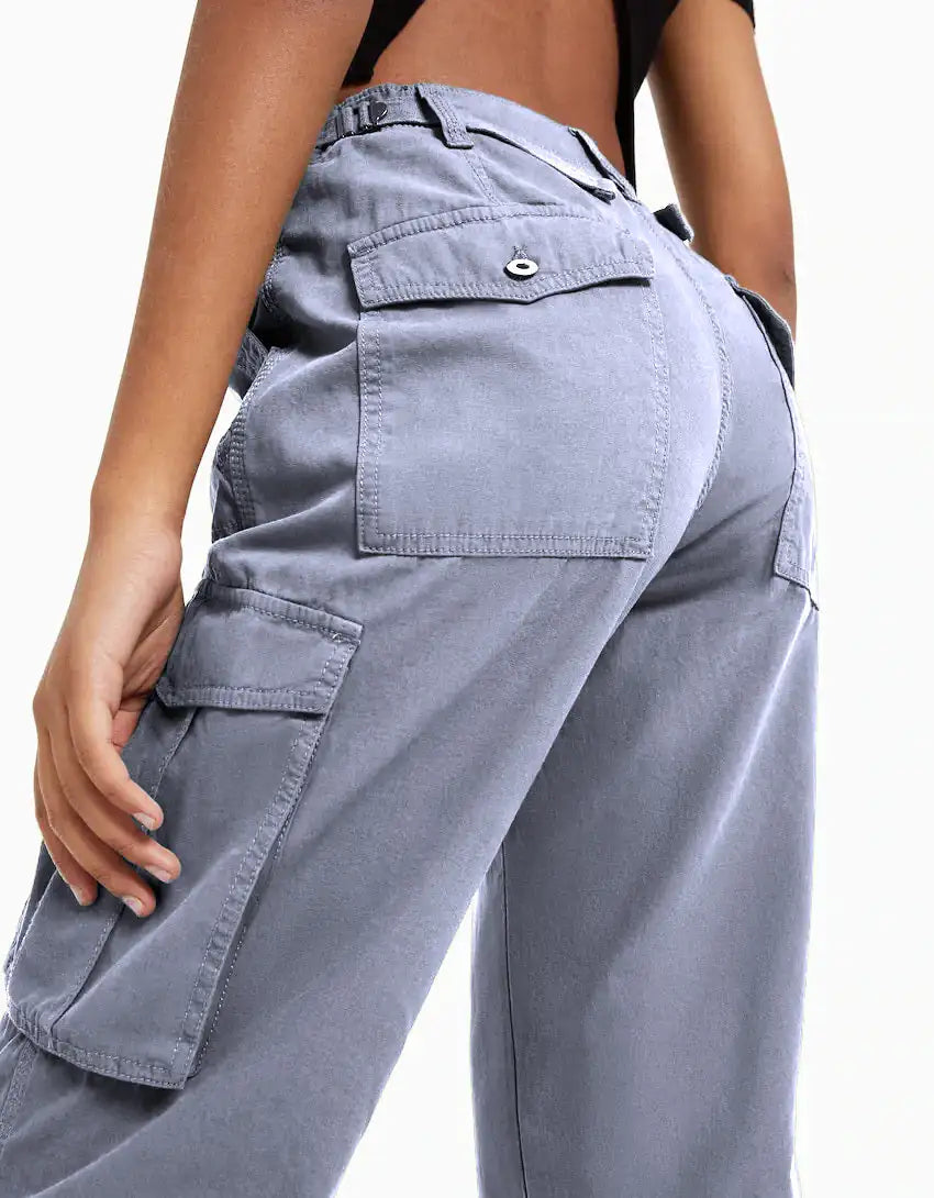 Urban Classics Ladies High Waist Wide Leg Twill Cargo Pants - TIMESQURE