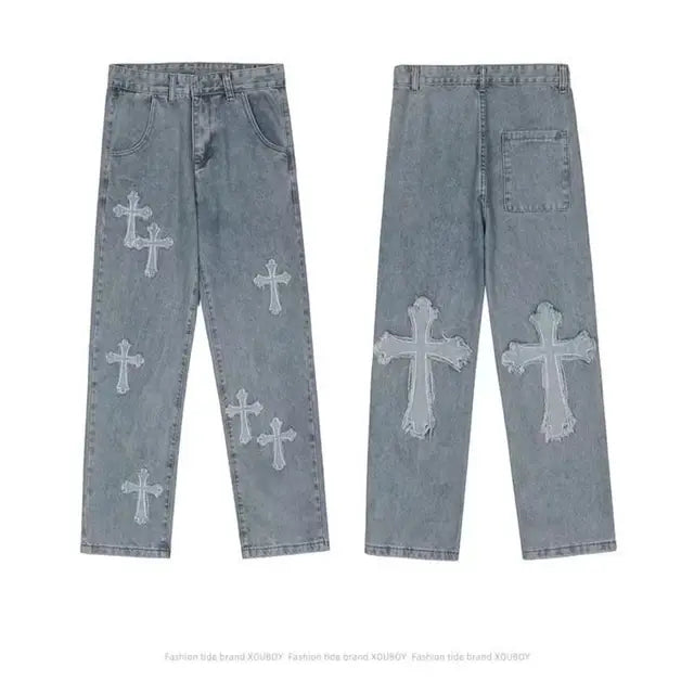 Cross Denim Pants - TIMESQURE