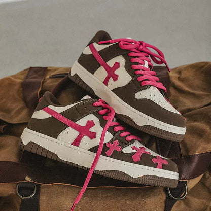 Y2K PINK CROSS SNEAKERS - TIMESQURE