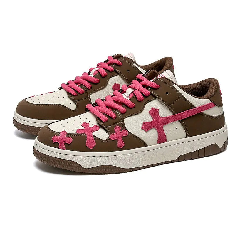 Y2K PINK CROSS SNEAKERS - TIMESQURE