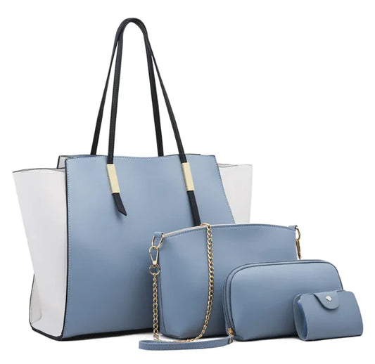 Luxe4 Women's 4-Piece PU Vegan Leather Bag Set - TIMESQURE