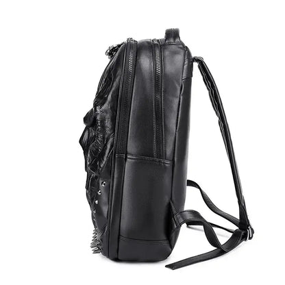 Thick Leather Casual Travel Bag With 3D Skull Design-timesqure