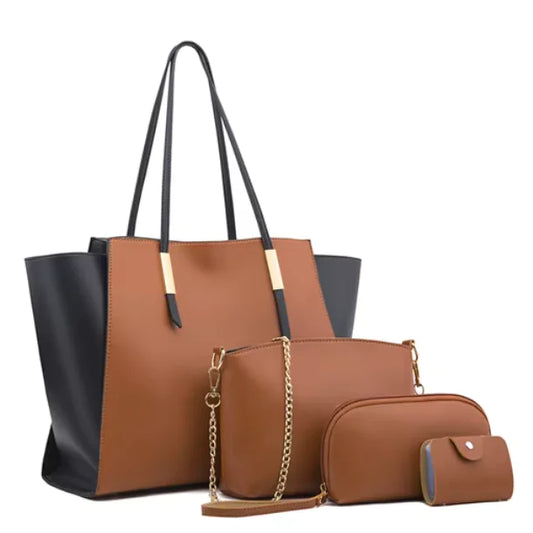 Luxe4 Women's 4-Piece PU Vegan Leather Bag Set - TIMESQURE