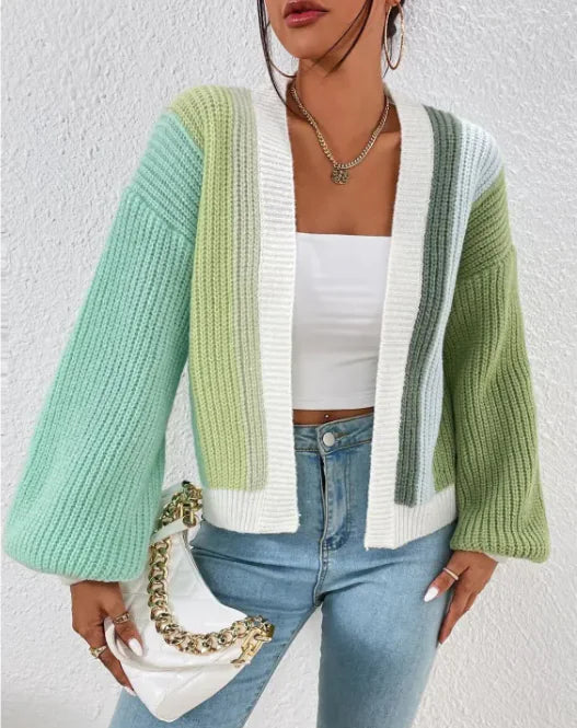 Women's Patchwork Design Fashion Loose Cardigan - TIMESQURE