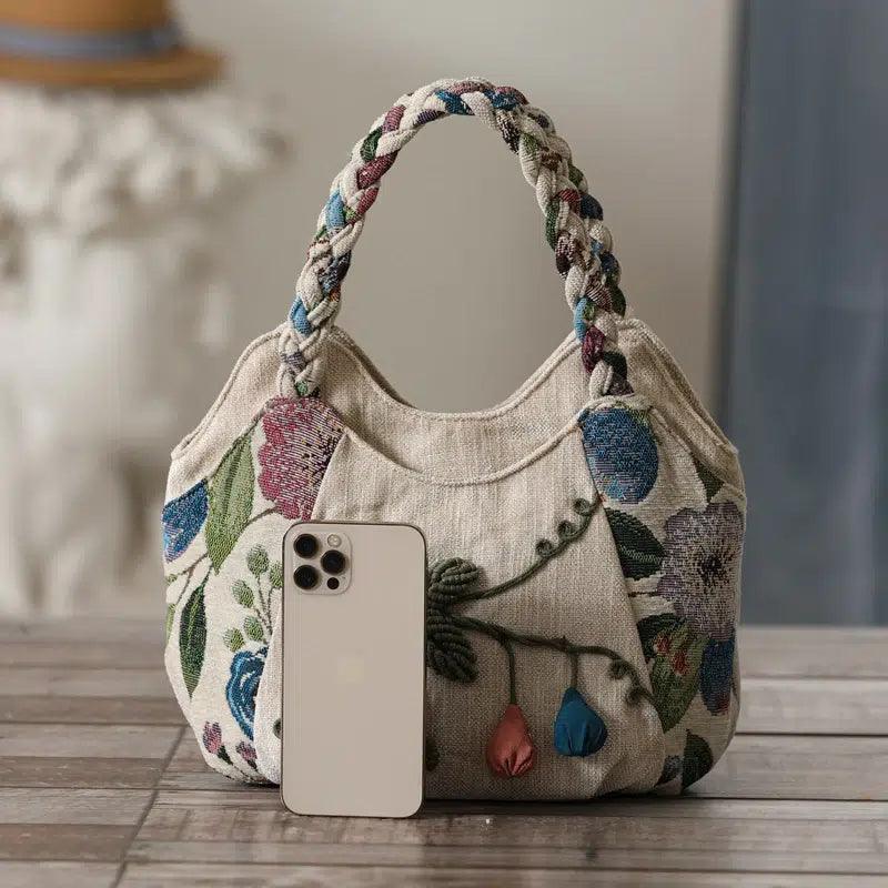 Retro Ethnic Woven Tote - TIMESQURE