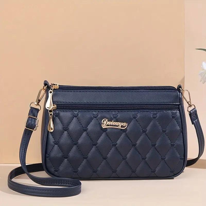 Elegant Diamond Check Crossbody Bag - TIMESQURE