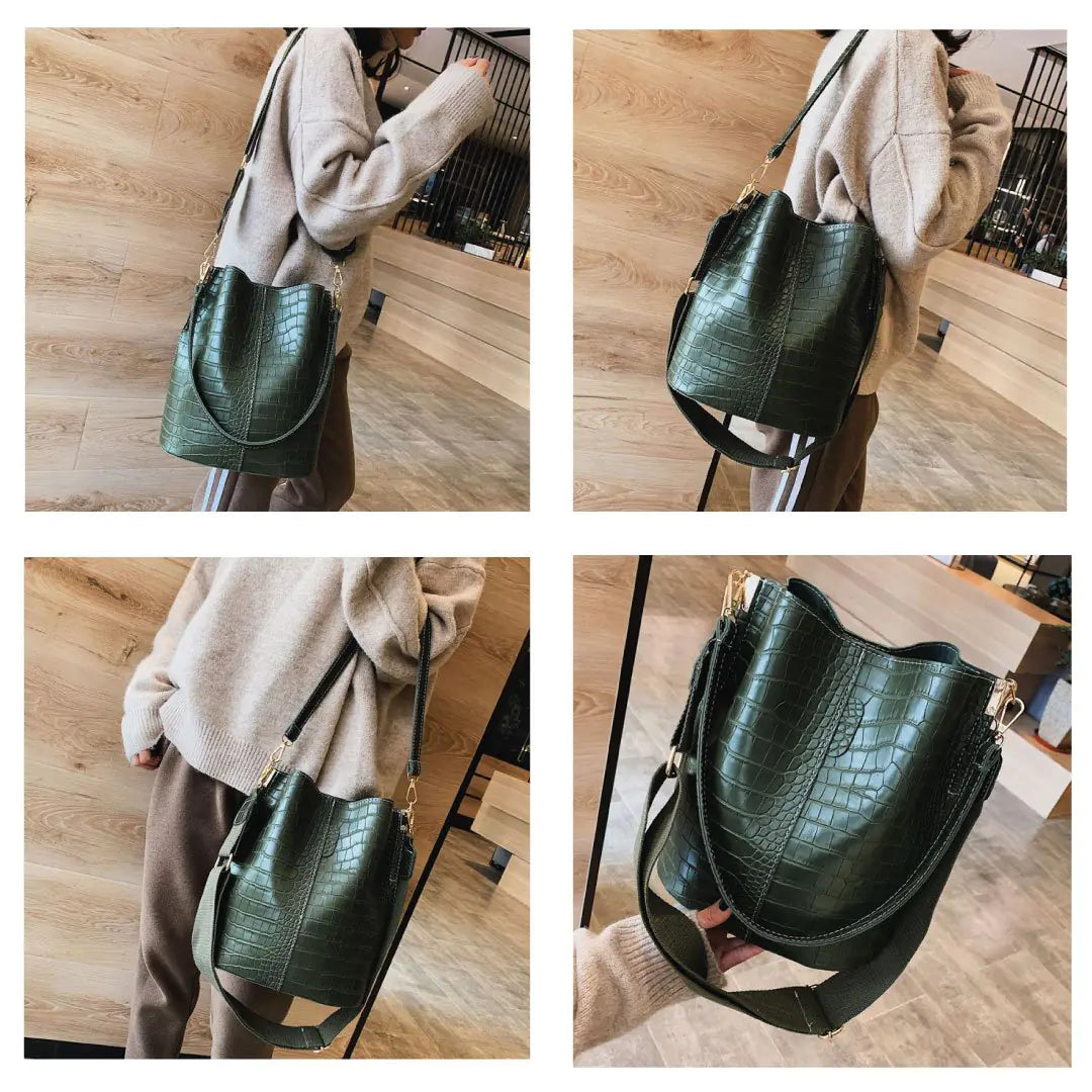 Blake Shoulder Bag -Olive Croc - TIMESQURE