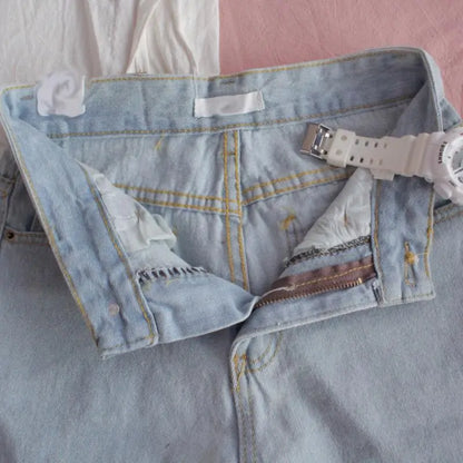 Heart Embroidery Denim Pants - TIMESQURE