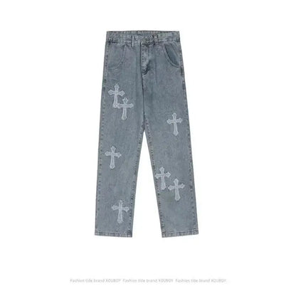 Cross Denim Pants - TIMESQURE