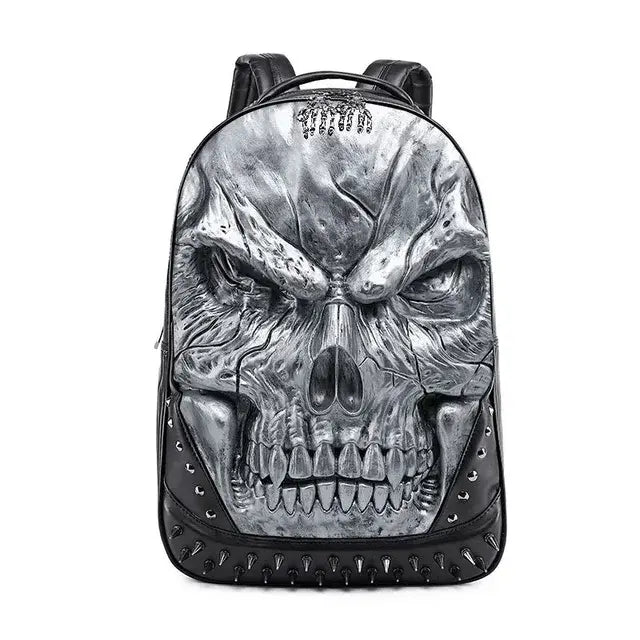 Thick Leather Casual Travel Bag With 3D Skull Design-timesqure