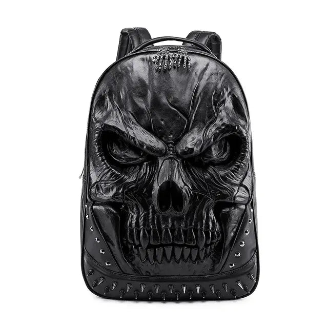 Thick Leather Casual Travel Bag With 3D Skull Design-timesqure