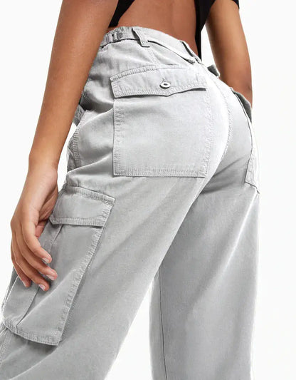 Urban Classics Ladies High Waist Wide Leg Twill Cargo Pants - TIMESQURE