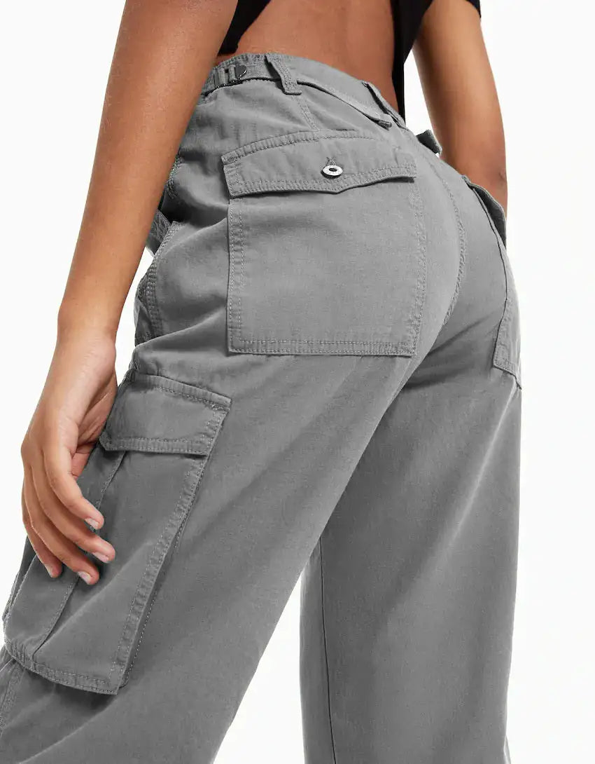 Urban Classics Ladies High Waist Wide Leg Twill Cargo Pants - TIMESQURE