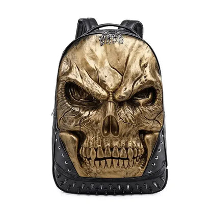 Thick Leather Casual Travel Bag With 3D Skull Design-timesqure