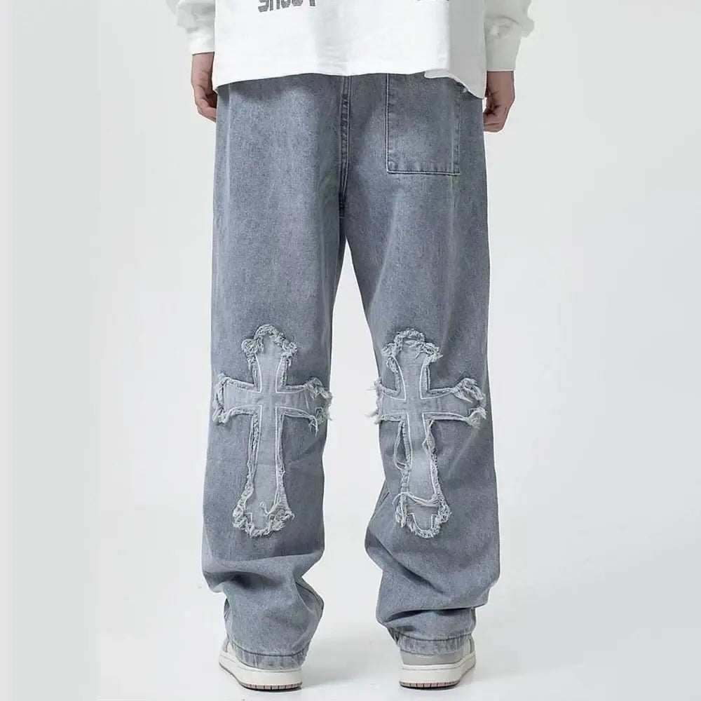 Cross Denim Pants - TIMESQURE