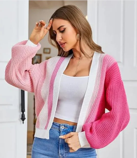 Women's Patchwork Design Fashion Loose Cardigan - TIMESQURE