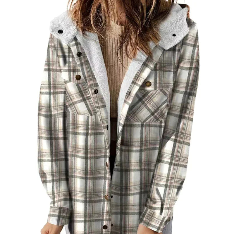 Winter New Casual Plaid Hooded Coat Woman - TIMESQURE